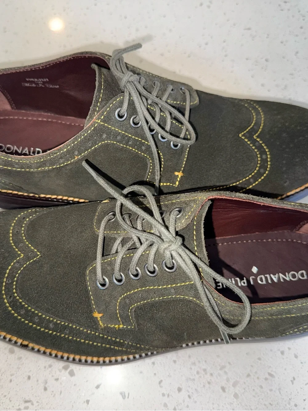 Donald J. Pliner Olive Green Suede Wingtip Oxfords